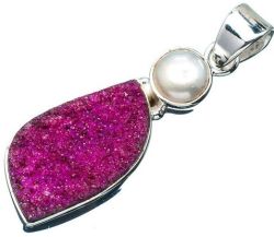 Sterling Silver Pendant - Cobaltian Calcite & Pearl - Dreams Collection
