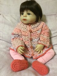 Crocheted Baby Girl Jacket And Shoes