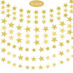 Star Paper Garland Sikuer 130 Feet Party Banners Golden Sparkling Star Buntings Glitter Banners For Wedding Birthday Graduation Baby Showers Party Decor
