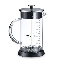French Press Coffee Maker Eslife 34 Ounce Stainless Steel Lip Precision Scale And Durable Heat Resistant Borosilicate Glass