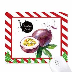Passion Fruit Tasty Healthy Watercolor Mouse Pad Candy Cane Rubber Pad Christmas Mat