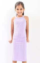 Big Girls Rib Bodycon Dress - Lilac - Lilac 11-12 Years