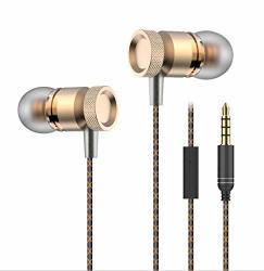 Shot Case Metal Earphones For Nokia 4.2 With Microphone Hands-free In-ear Headset Universal Jack Gold