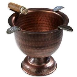4 Stirrup Tall Stinky Cigar Ashtray - Antique Hammered Copper
