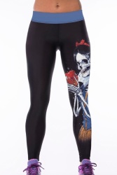 Diva Range Evil Skull Queen And Bad Apple Printed Yoga Pants - S m l