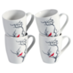 Red Swallow Coffee Mug Set 4 Piece