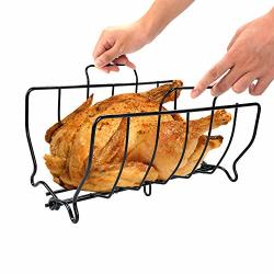 Iebiyo Grill Rib Rack Rib Rack With 2 Handle 5 Holds Rib Racks For Grilling & Cooking Non-stick And Easy To Clean Black