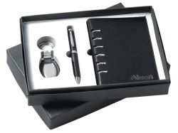Adpel Brighton Gift Set with Ballpen, Key Ring & Notebook in Black