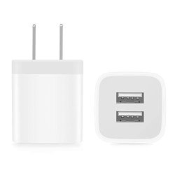POWER-7 USB Wall Charger 2-PACK 2.1A 5V Dual Port USB Plug Power Adapter Charging Block Cube Compatible With Iphone 11 XS Max xr x 8 7 6S 6 PLUS 5S Samsung LG