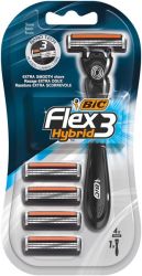 BIC Flex 3 Hybrid Men's Disposable Razors Blister Cartridges 1 Pack + 4
