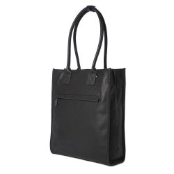 15 Inch Leather Tote - Black