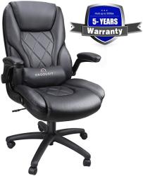 Executive Office Chairs - High Back Racing Style Task Chair - Adjustable Computer Desk Chairs With Lumbar Support Leather Black For Office Room Decor