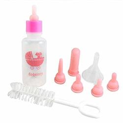 Nrpfell Pet Nurser Nursing Feeding Silicone Bottle Kits With Replacement Nipples Milk Water Feeding For Kittens Puppy Hamsters Gerbils Nd Other Small Nimals 60ML Pink