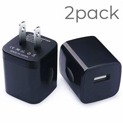 USB Wall Charger Charging Adapter 2-PACK 5V 1A Brick Base Block Cube Plug Box Plug Replacement For IPHONE11 11PRO X XR XS MAX 8 7 6S 6S PLUS 6 PLUS 6 5S 5 S7 S6 S5 And Others - Black