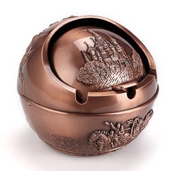 Ash Holder for Smokers Desktop Smoking Ash Tray for Home Office Decoration Black Hoobar Ceramic Ashtray with Lids,Windproof Cigarette Ashtray for Indoor Use