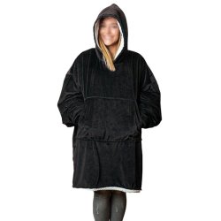 Huggle Hoodie Ultra Plush Blanket Black