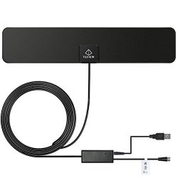 Tilview Indoor Hdtv Ota Antenna With Built-in Amplifier USB Power Supply And 10FT Coaxial Cable 40MILES Signal Range - Black
