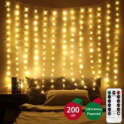 6.5 X 5 Ft LED Window Curtain Lights Photo Backdrop Lights Warm White String Lights Fairy Light With Remote For Wedding Party Bedroom Wall Decorations
