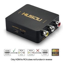 Musou 1080P HDMI To Rca Composite Av Video Audio Converter Support Ntsc pal For Xbox One Blu-ray DVD PS4 Roku Chromecast Laptop Amazon Fire Tv