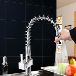 Nevenoe Stainless Steel Modern Kitchen Pull Out Swivel Basin Sink Faucet Tap Spray Mixer