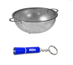 Stainless Steel Perforated Colander With Handles And Hds Torch