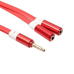 Mchoice 3.5MM Audio Aux Cable Male To 2X Female Stereo Extension Headphone Splitter Cord Red