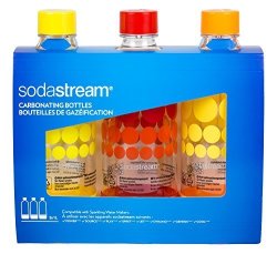 Sodastream Carbonating Bottle Three Pack 1 Liter 3.38OZ Yellow Red & Orange