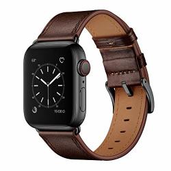 Ouheng Compatible With Apple Watch Band 42MM 44MM Genuine Leather Band Replacement Strap Compatible With Apple Watch Series 5 Series 4 Series 3 Series