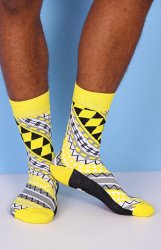 Men's Tribal Socks - Yellow - Yellow One Size