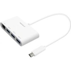 Macally Usb-c To 3 X Usb-a Hub And Ethernet Port White