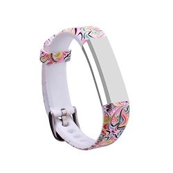 I-smile Newest Replacement Wristband With Secure Clasps For Fitbit Alta Only No Tracker Replacement Bands Only Colorful Flowers