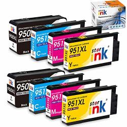 Starink Compatible Ink Cartridge Replacement For Hp 951 XL 950 950XL 951XL For Officejet Pro 8600 8610 8620 8630 8100 8660 8640 8615 8625 276DW 251DW 271DW Printer 2 Sets Black Cyan Magenta Yellow
