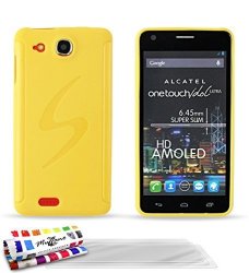 Genuine Case Yellow "le S" Grip By Muzzano For Alcatel Ot 6033 + 3 Ultraclear Screen Protector For Alcatel Ot 6033