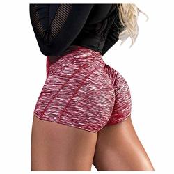 Zsbayu Women Basic Slip Bike Shorts Compression Workout Fitness Sports Tight Leggings Yoga Pants Shorts Capris Red