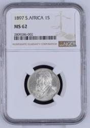 1897 Zar 1 Shilling Ms62 - Ngc Graded Herns - Unc R 3 700 For A Low Grade - This Is Ms62