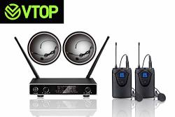 Vtop UHF-200 Clean Sound For Singing Stage Professional Uhf True Diversity 2 Channel Wireless Microphones System With Cordless MIC