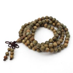 108 8MM Green Sandalwood Buddhist Prayer Bead Mala Necklace Bracelet