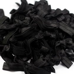 Midi Ribbon 100 Packs Hair Ties-black Color-no Crease Elastic Ribbon Ponytail Holders Knotted Fold Over Assorted Hair Bands Solids