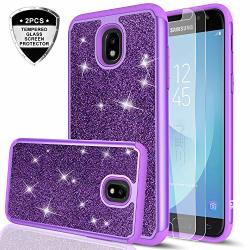 Galaxy J3 2018 J3 STAR J3 Achieve express Prime 3 AMP Prime 3 Case W tempered Glass Screen Protector For Girls Women Leyi Glitter Protective Phone Case For Samsung