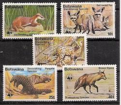 Botswana 1977 Wwf Set Of 5 Diminishing Species