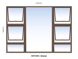 Top Hung Aluminium Window Bronze PTTTT2115 4 Vent W2100MM X H1500MM