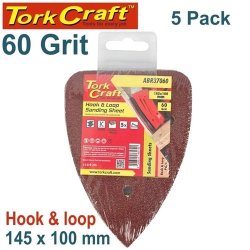 Tork Craft Sanding Tri - 60 Grit 145 X 145 X 100MM 5 PACK For Tcms Hook And Loop ABR37060
