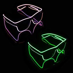 Blazing Fun El Wire Glow Glasses LED Dj Bright Light Safety Light Up Multicolor LED Flashing Glasses With 4 Modes For Halloween Christmas Birthday