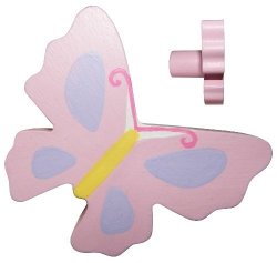 Frilly Butterfly Drawer Knob Pastel Pink & Purple