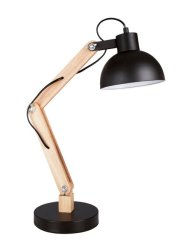 Metal And Wood Table Lamp With Metal Shade Adjustable -1X60W Es