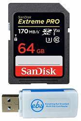 Sandisk 64GB Sdxc Sd Extreme Pro Memory Card Works With Canon Eos R Rp M M10 Mirrorless Camera Class 10 Uhs-i SDSDXXY-064G-GN4IN Plus 1