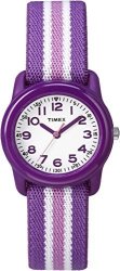 Timex Corporation Timex Kids TW7C06100 Purple Resin Watch With Purple pink Striped Elastic Fabric Strap