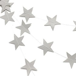 Wcaro Silver Sparkle Twikle Star Paper Garland For Wedding Birthday Party Baby Shower Holiday Decoration Table Wall Ceiling Decor 4 Inch In Diameter Pack Of 1 FUS-16