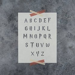 Letter Stencils Kit In Harry Potter Style - Plastic Alphabet Stencil Set Uppercase Only - Durable 10 Mil Mylar 1 2 And 3 Inch Small Sizes Available