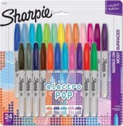 Sharpie Fine Permanent Markers Electro Pop Colour 24 Pack